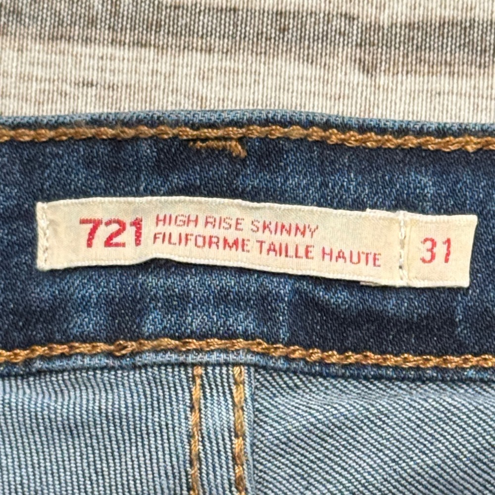 Levi's 721 Premium Jeans Women's 31 Blue Dark Wash Denim High Rise Skinny Cotton - Picture 9 of 10